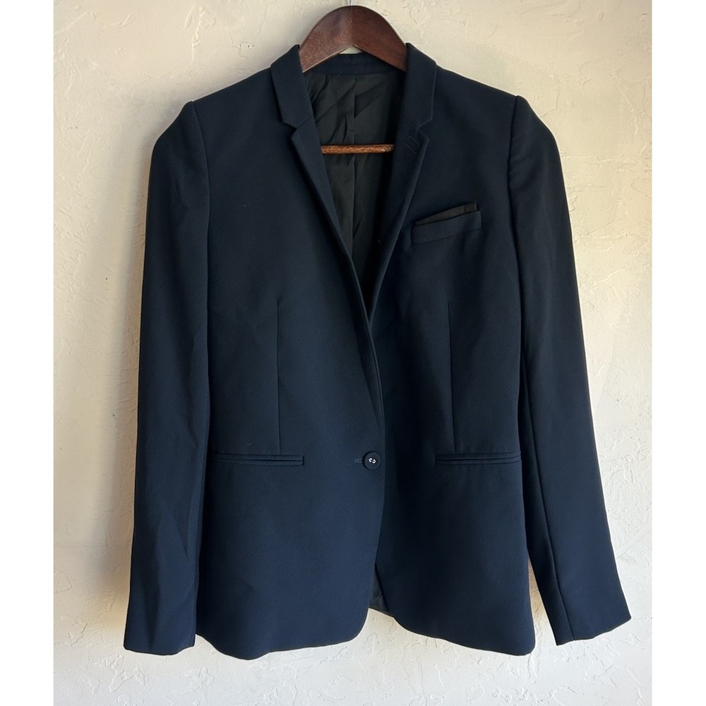 The Kooples One Button Blazer Jacket 32 XS Navy Blue‎ Designer Quiet Luxury